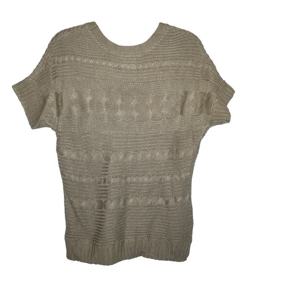 NWT New Directions Weekend Tan Short Sleeve Blouse Size Medium - Picture 2 of 4